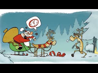 santa claus hurries to merry christmas humor funny