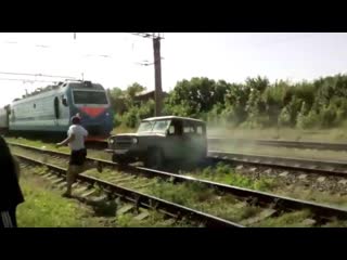 car stuck on tracks