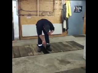 spectacular firecracker explosion in a garage pit